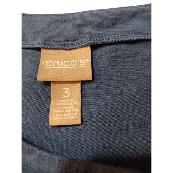 CHICO'S 3 Long‎ Tunic Top Modal Knit Shirt XL Blue Stretchy Casual Work Travel - Picture 5 of 9